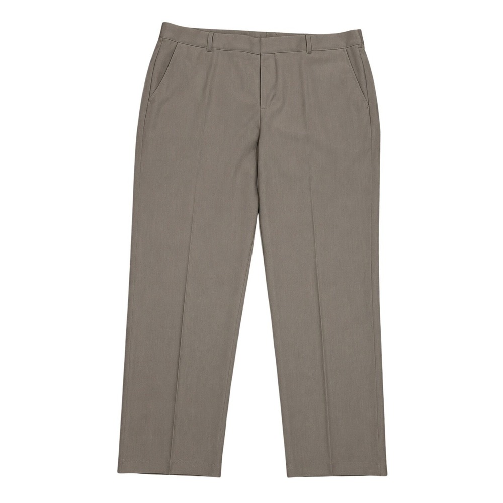 Van Heusen Traveler Mens 38x32 Taupe Flat Front Dress Pants Office Professional